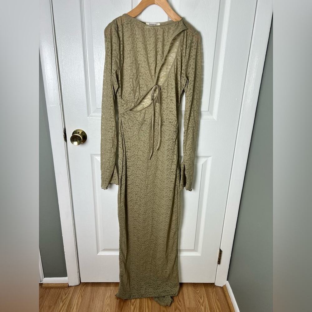 House of CB Giovanna Stone Floral Lace Long Sleeve Maxi Dress M - Picture 3 of 13